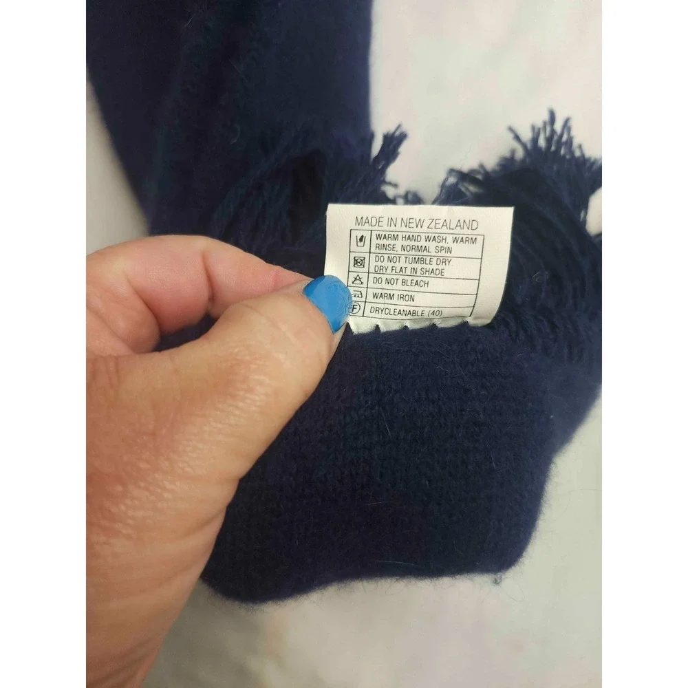 Norsewear Scarf Womens Navy Blue Angora Wool Blend Knit Winter Soft New Zealand